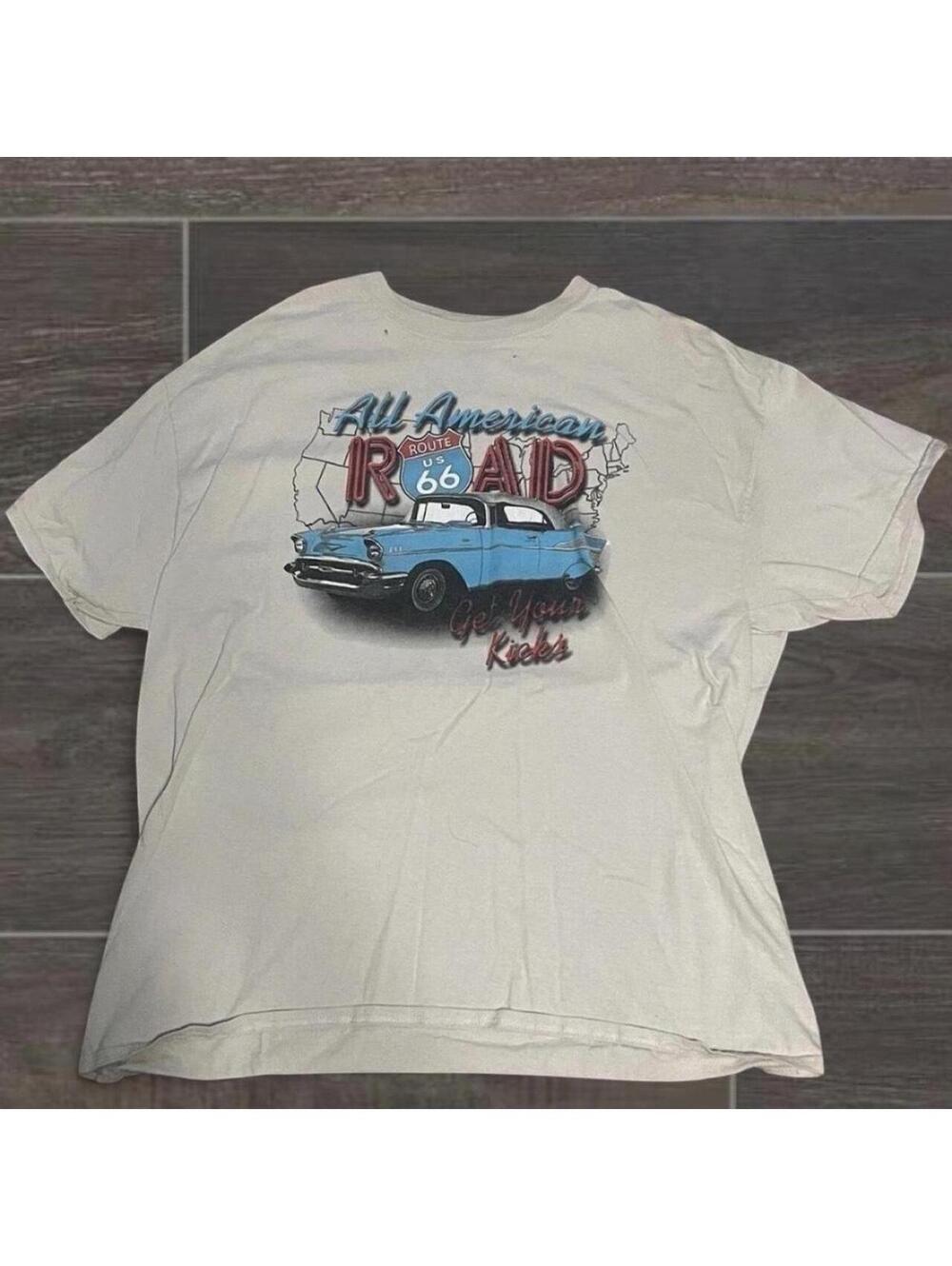 XL men’s White blue vintage 90’s All American Road 66 tshirt